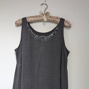 Eileen Fisher Linen Tank Top with Sequins, Size X-Large